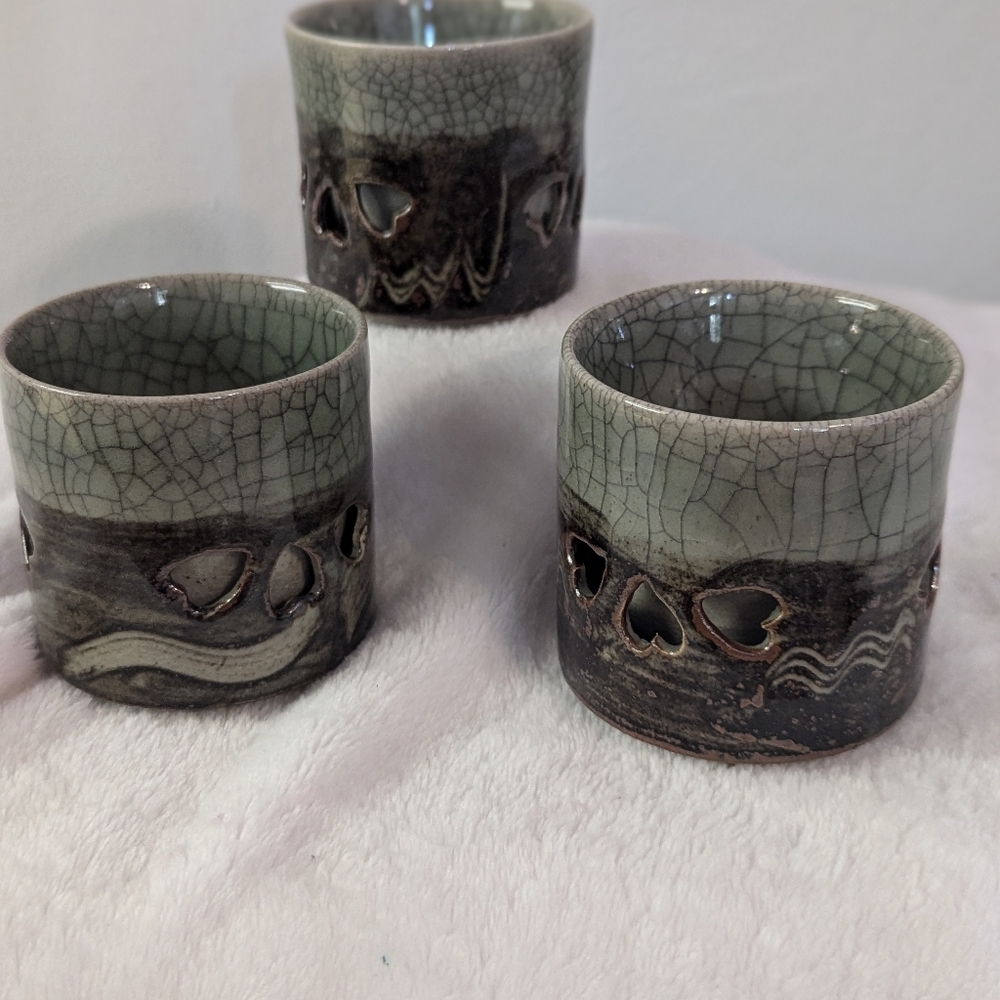 3 Vintage Somayaki Tea Cups